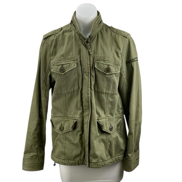 Abercrombie & Fitch Women's Green Long Sleeve Full Zip Utility Coat Jacket Sz M - Picture 1 of 5